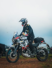 Rider on adventure motorcycle with luggage