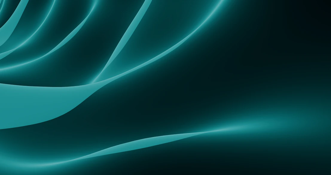 Abstract teal waves on a dark background