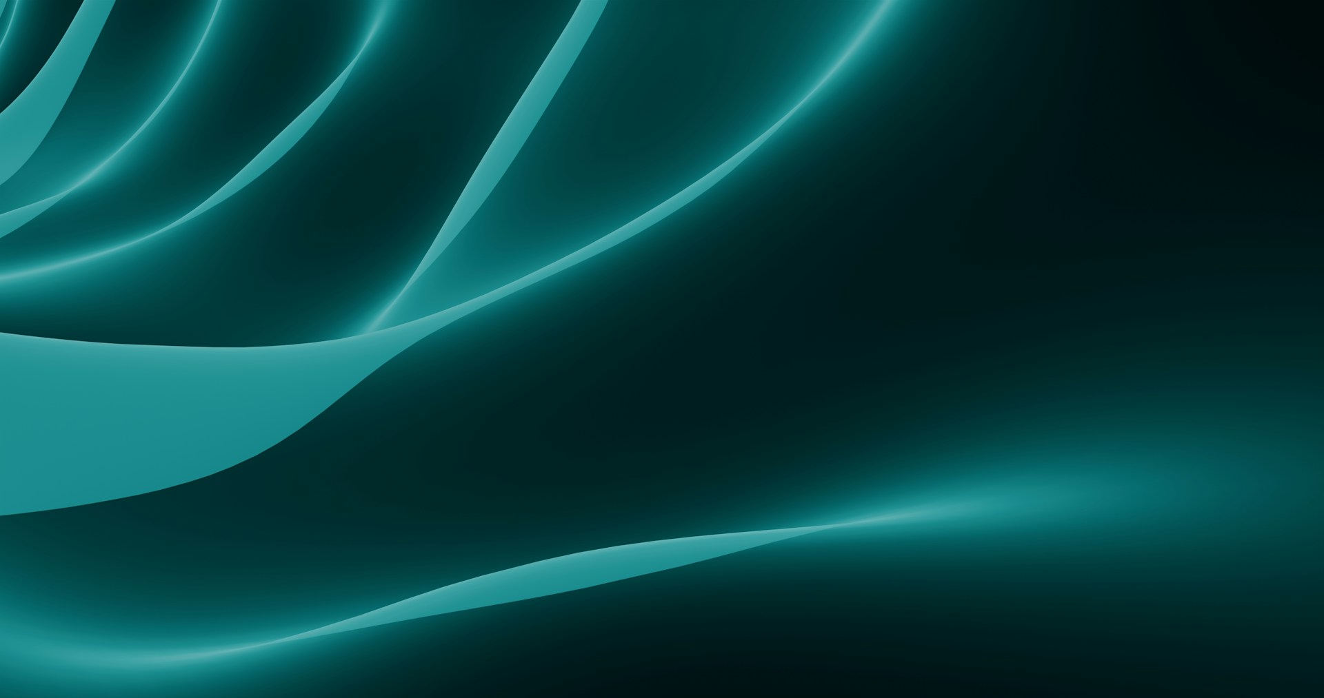 Abstract teal waves on a dark background