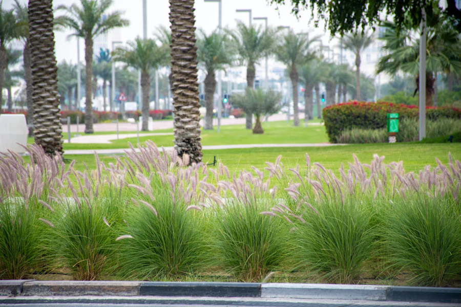 A commercial property with manicured green landscaping