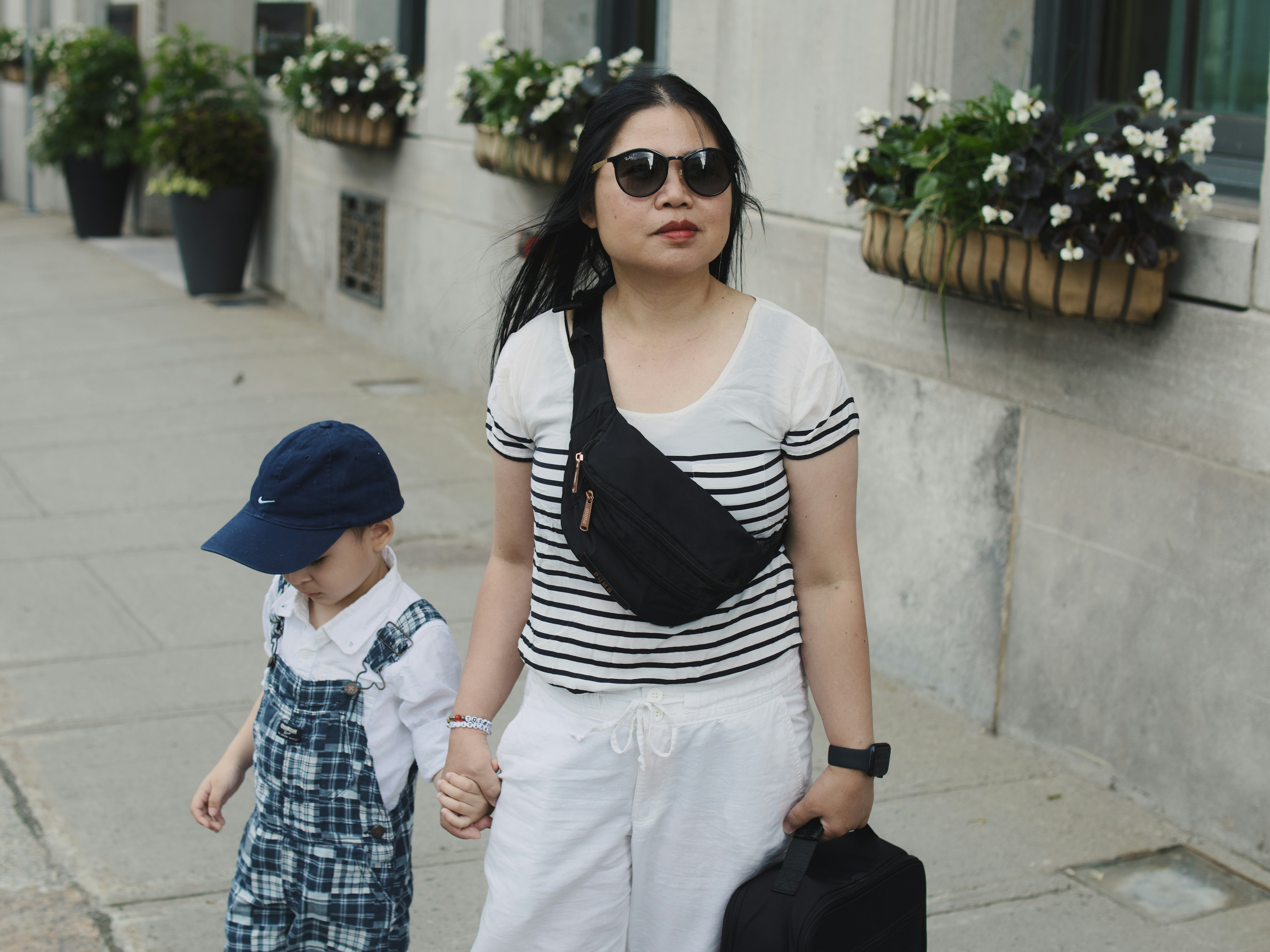 Mother and child walking