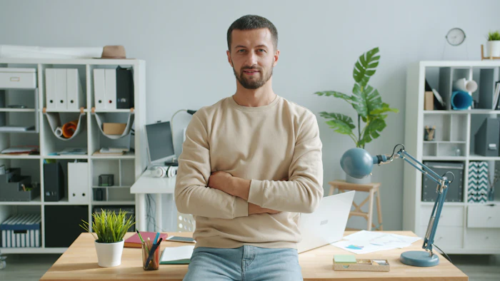 Team member in a modern office workspace