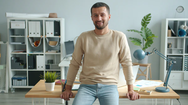 Confident business founder