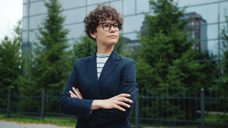 Professional sugar mama in suit with confident pose