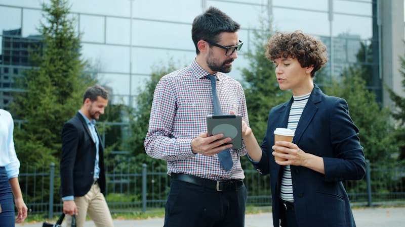 accomplished professionals discussing business strategy