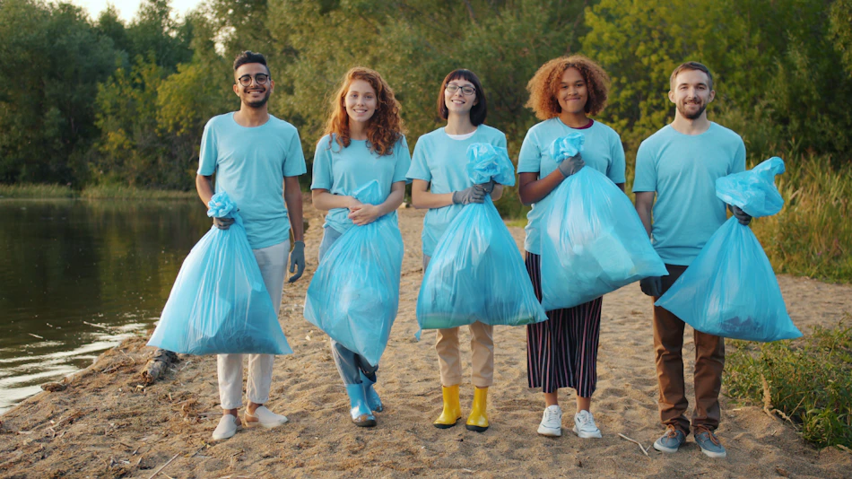 Multicultural group of community volunteers
