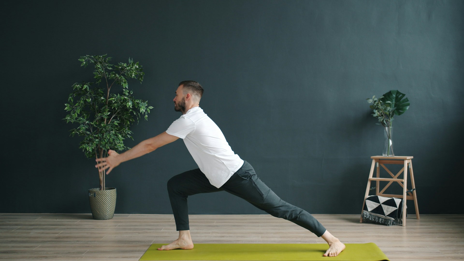 Man doing a yoga pose on a mat.