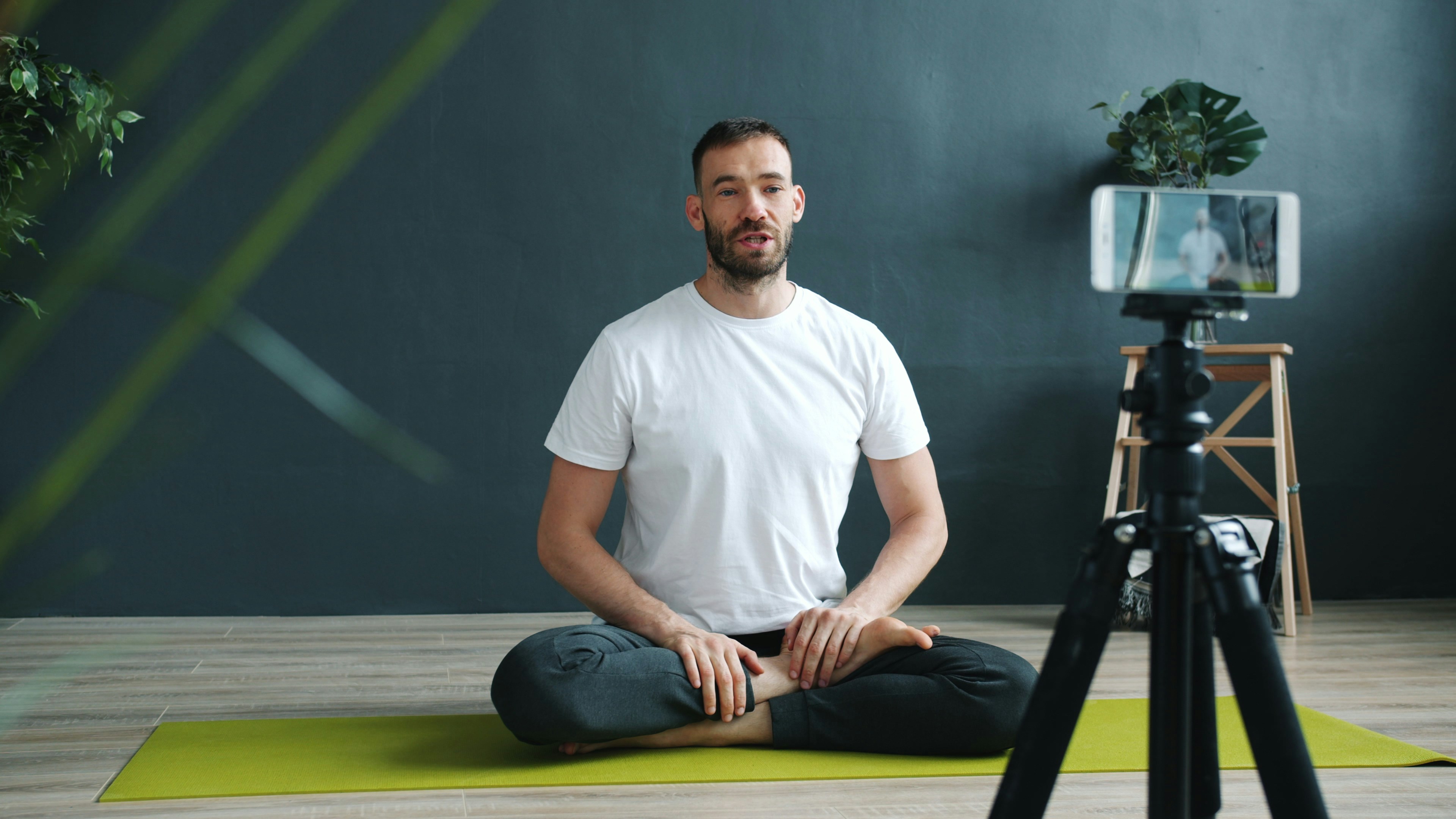 Yoga instructor recording video