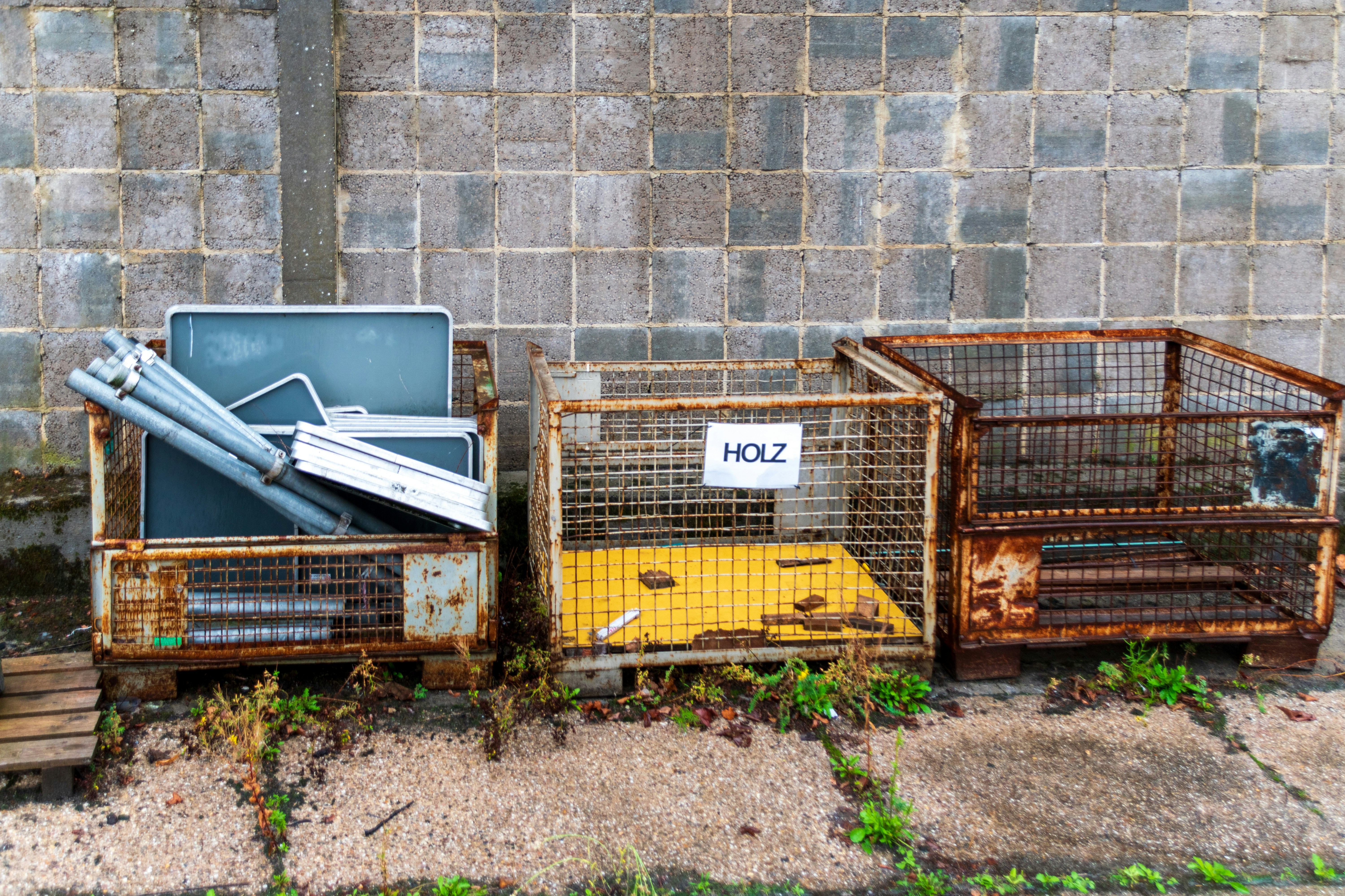 Industrial construction materials in storage