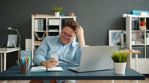 plus size dating app free – man laughing during video chat