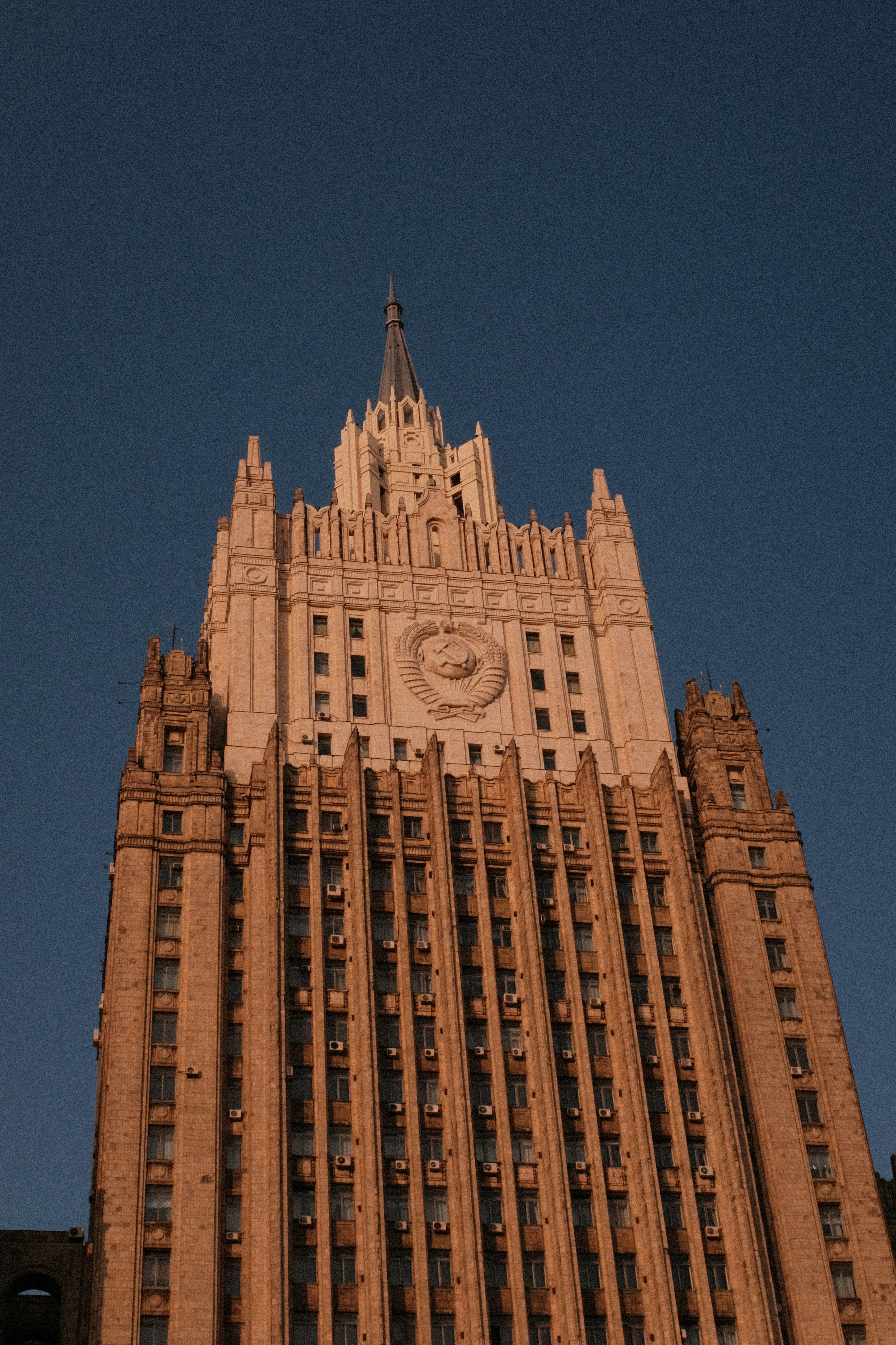 Tall ornate building against a clear blue sky.