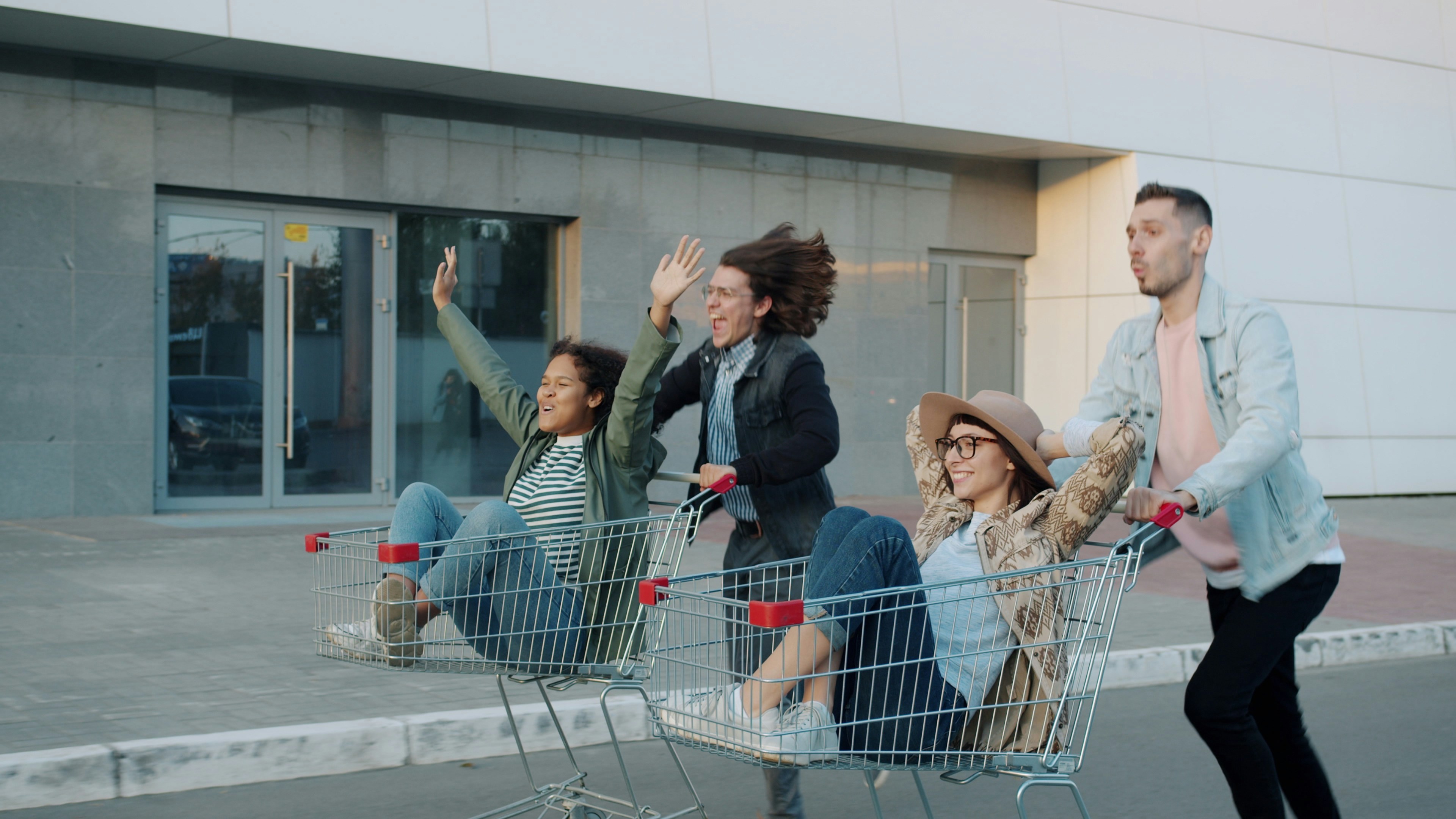 Friends having fun in city