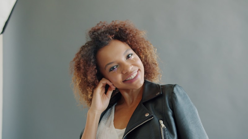 Confident curly-haired beauty