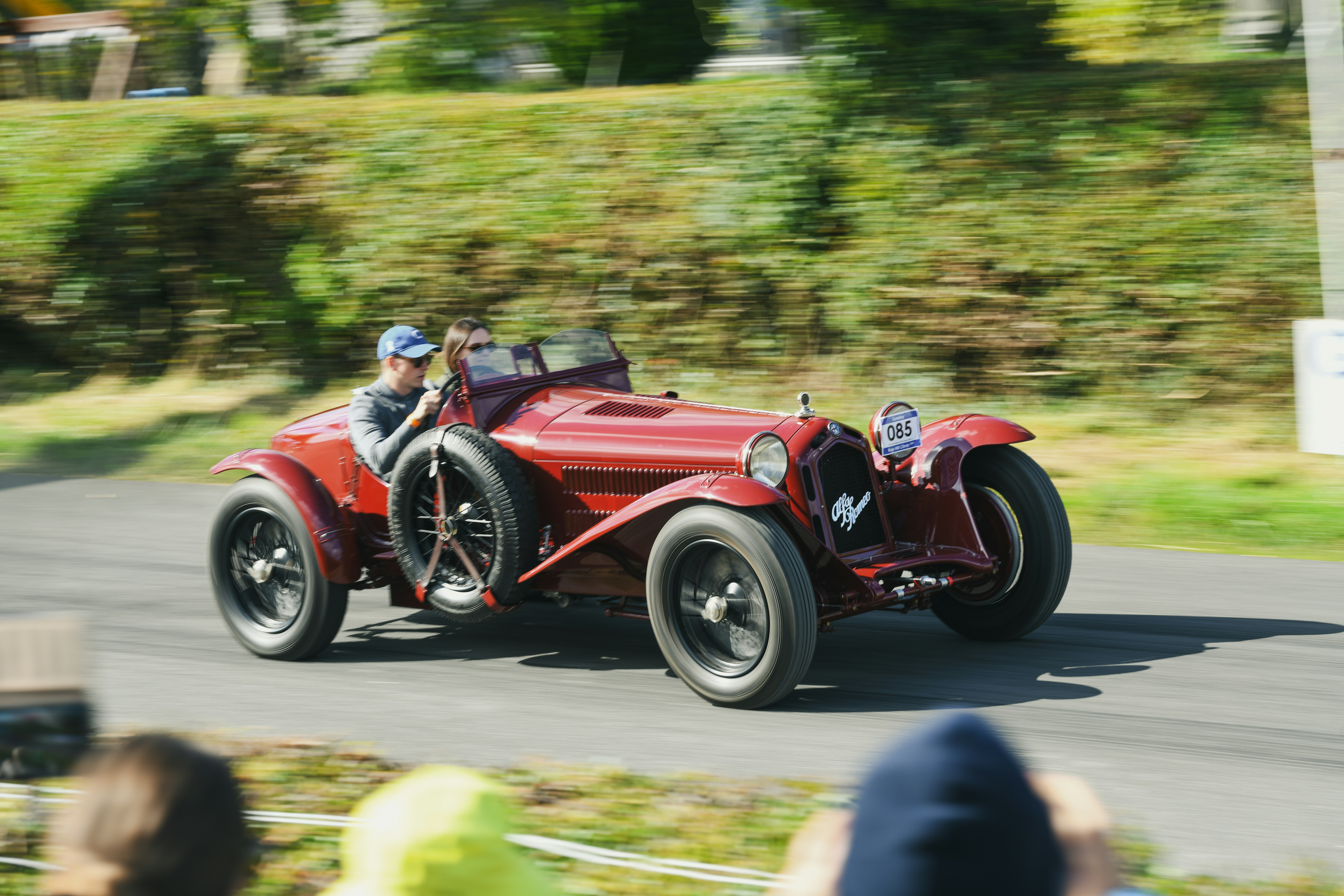 Vintage red convertible car racing on a road. photo – Free Sports car ...