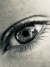 Close-up black and white of a human eye