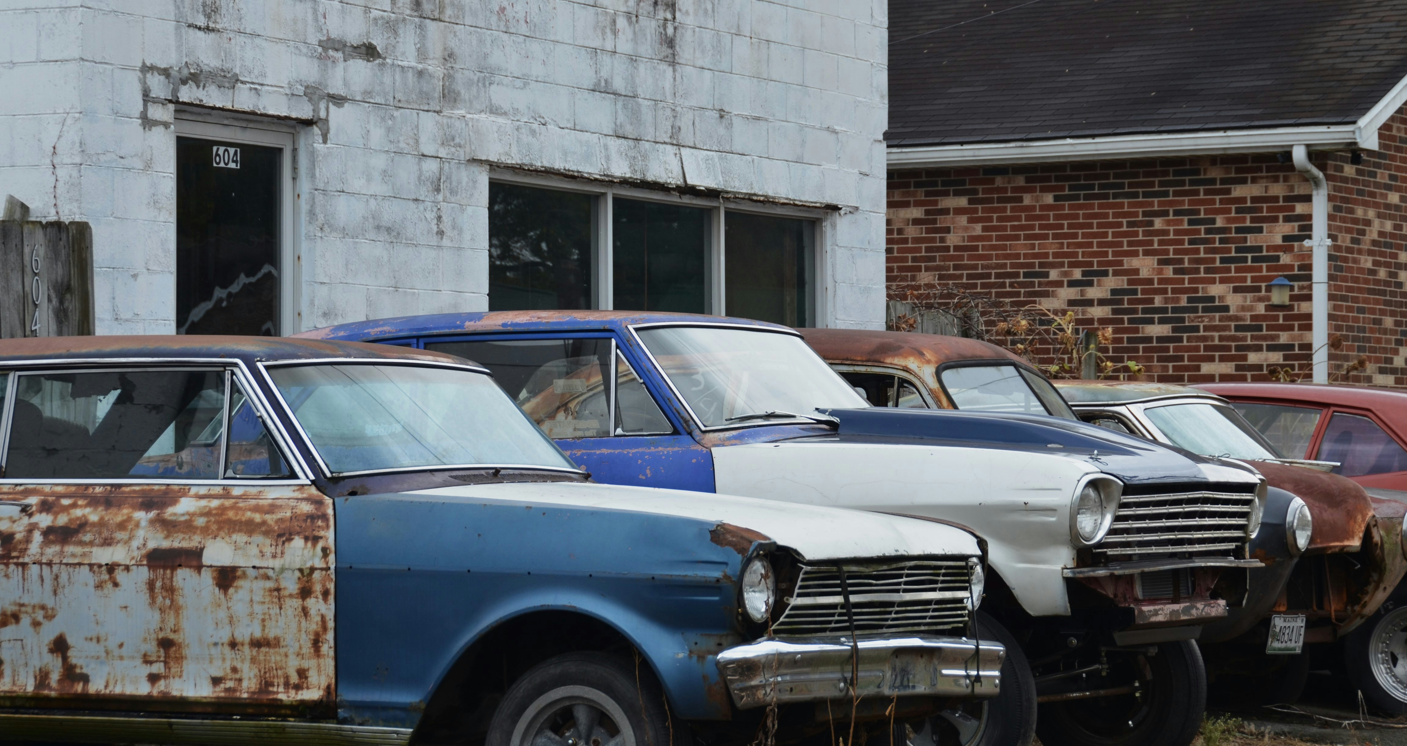 Row of Chevy II's and 1 Studebaker