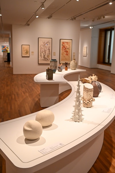 Art gallery with ceramic sculptures