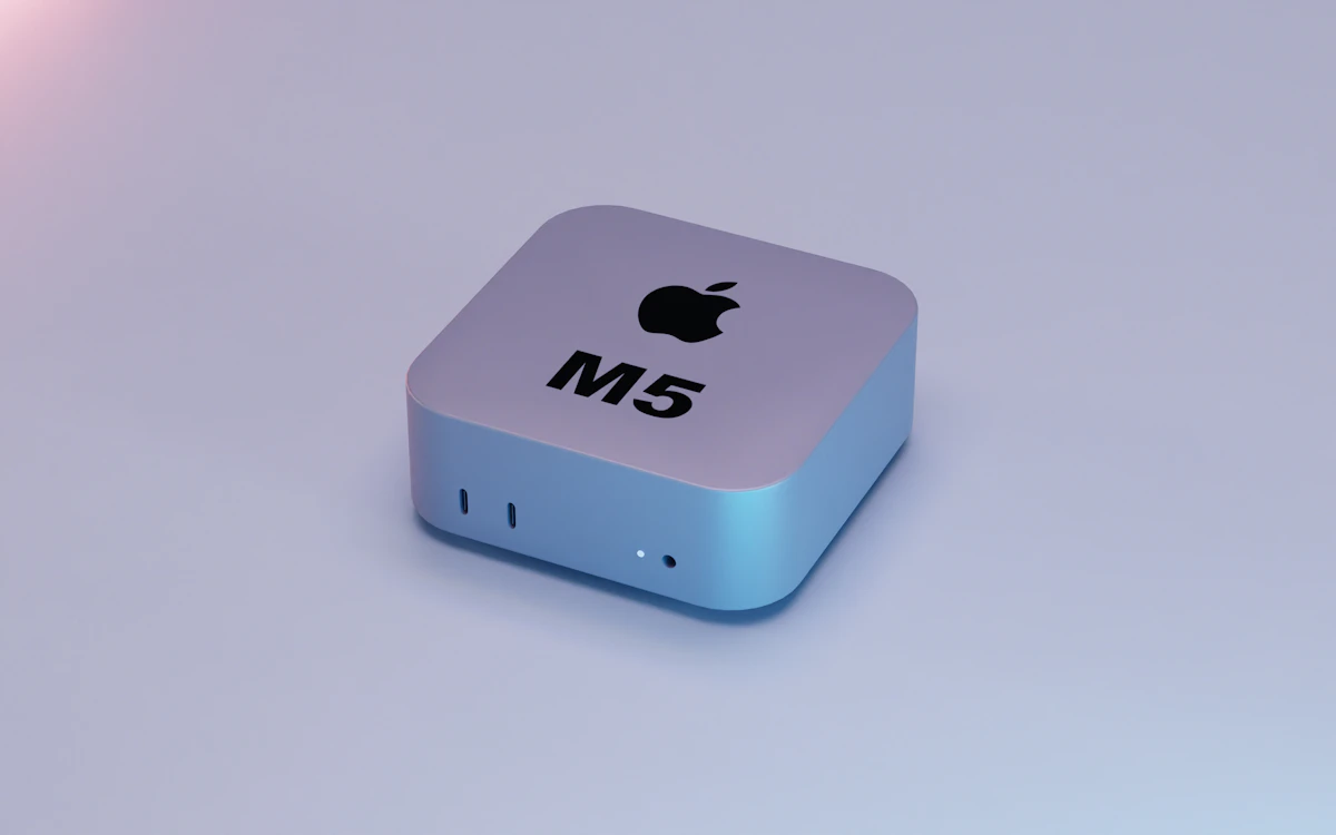 Mac Studio with M5 Ultra chip on a developer's desk