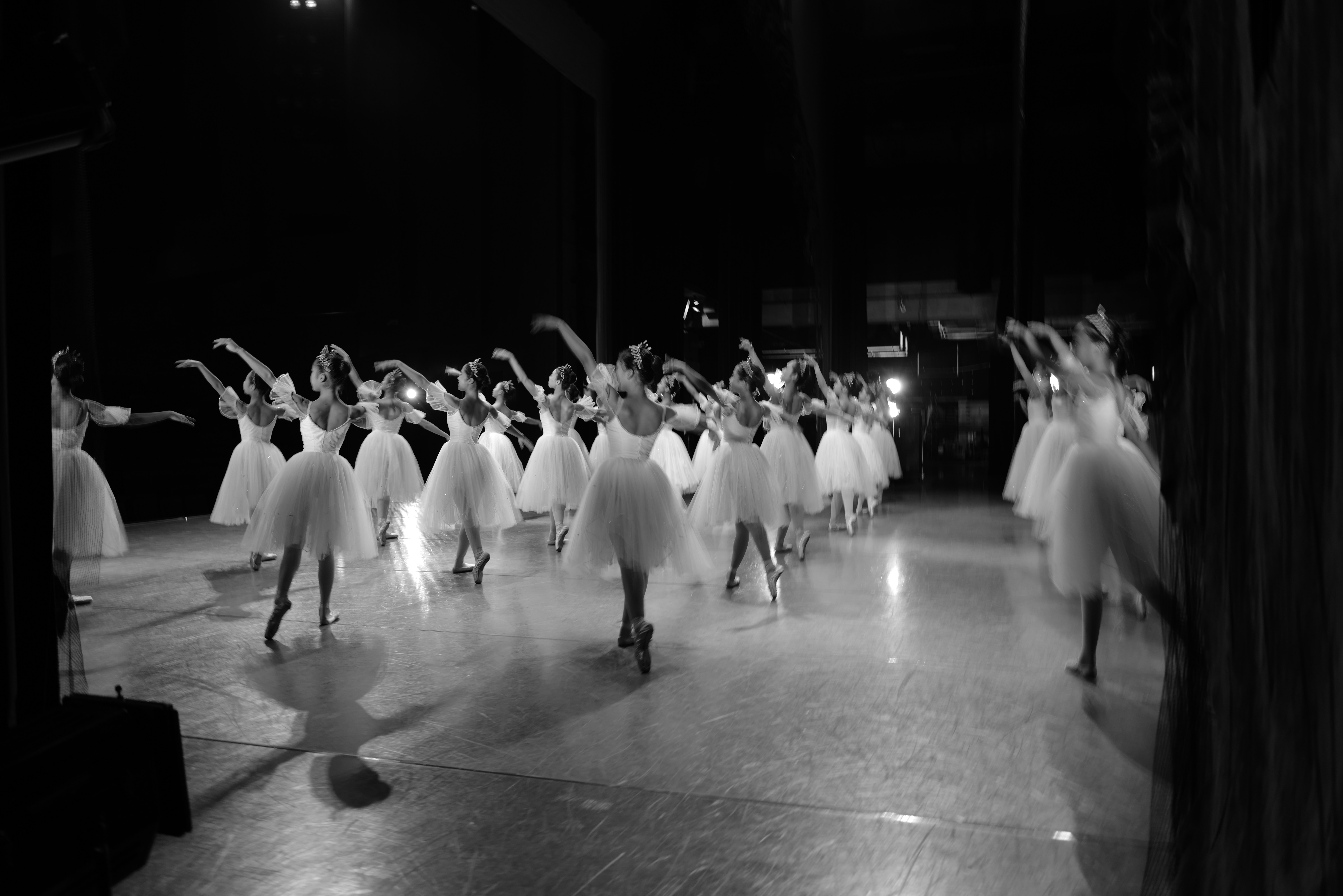 Ballet dancers in tutus performing on stage
