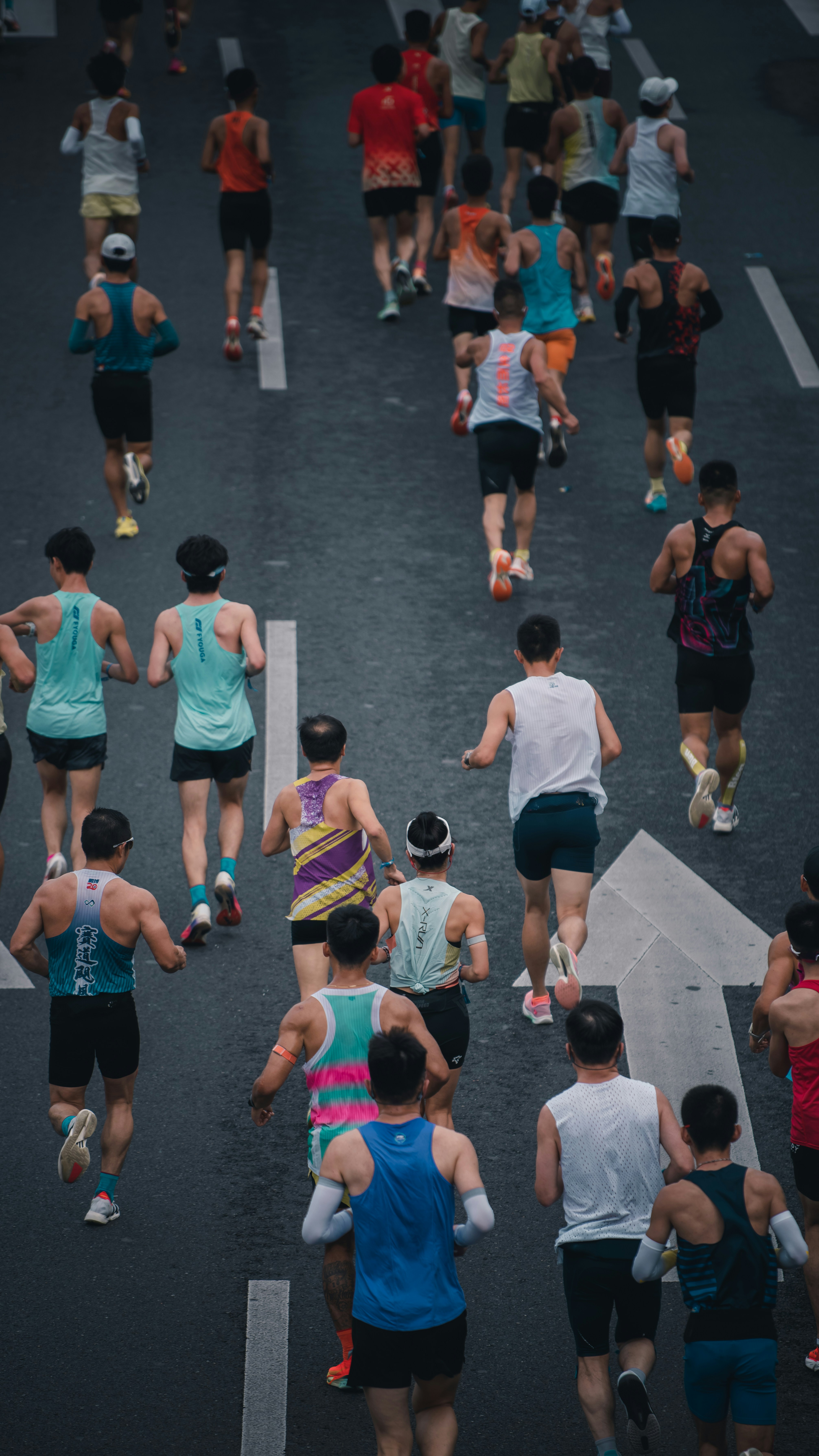 A group of runners in a marathon race.