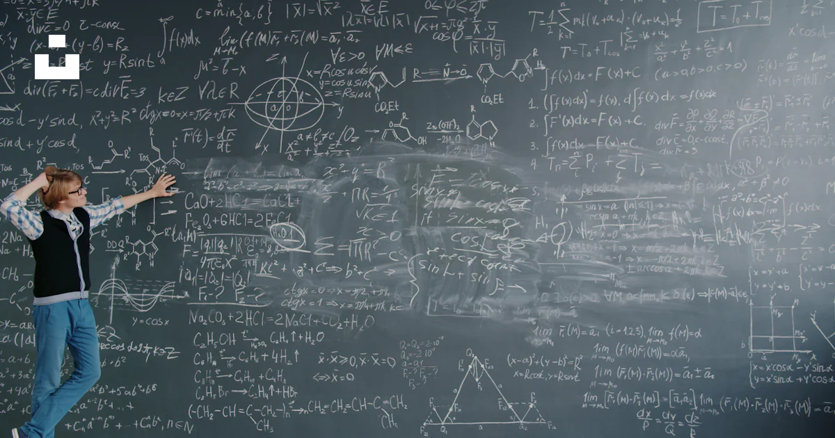 Math Pointing Student pointing at complex math equations on blackboard photo – Free ...