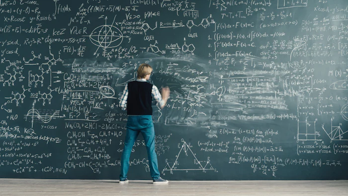 Formulas written on a chalkboard