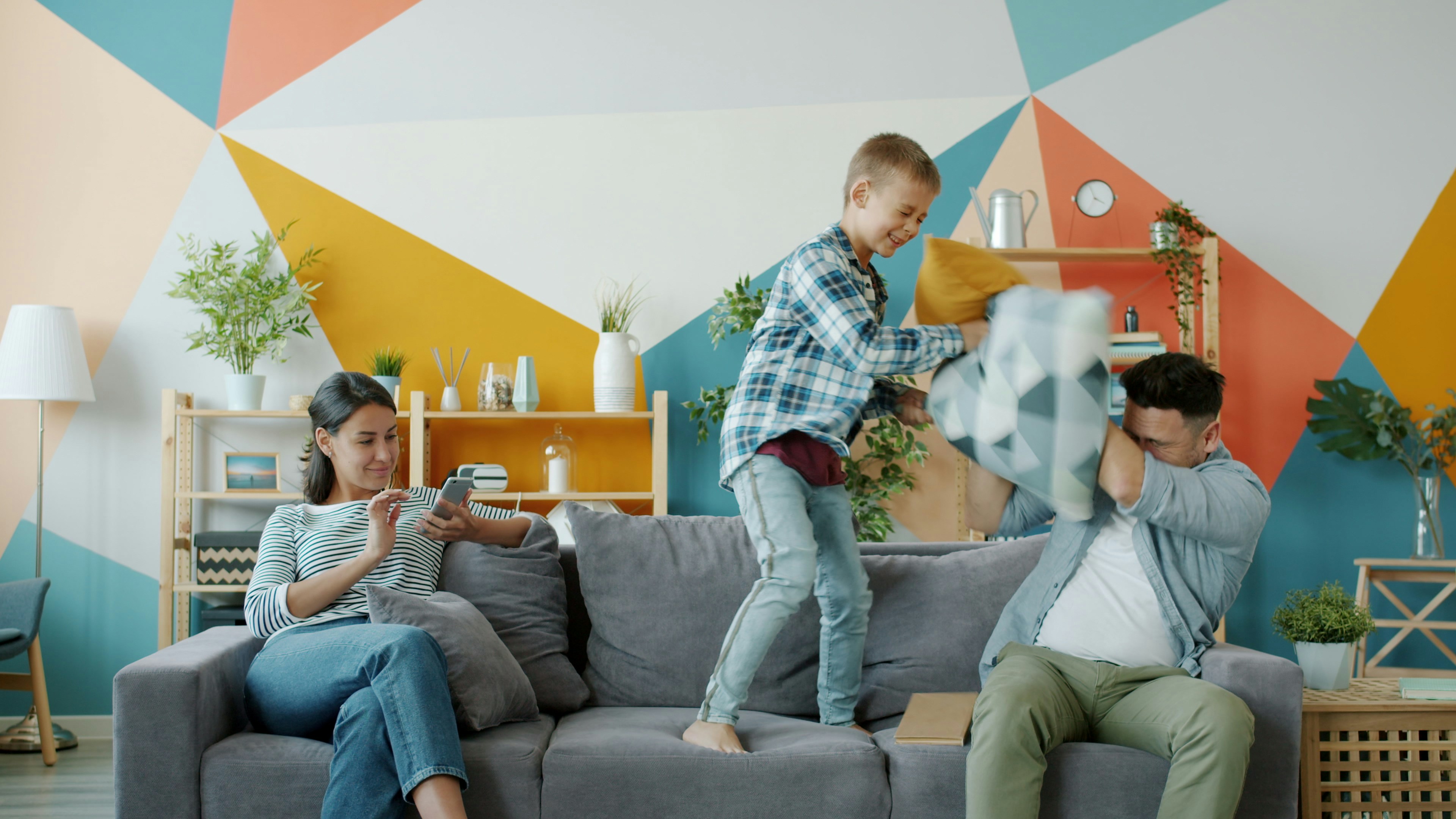 Family with young child playing happily indoors - ac duct sanitizing cranberry township pa