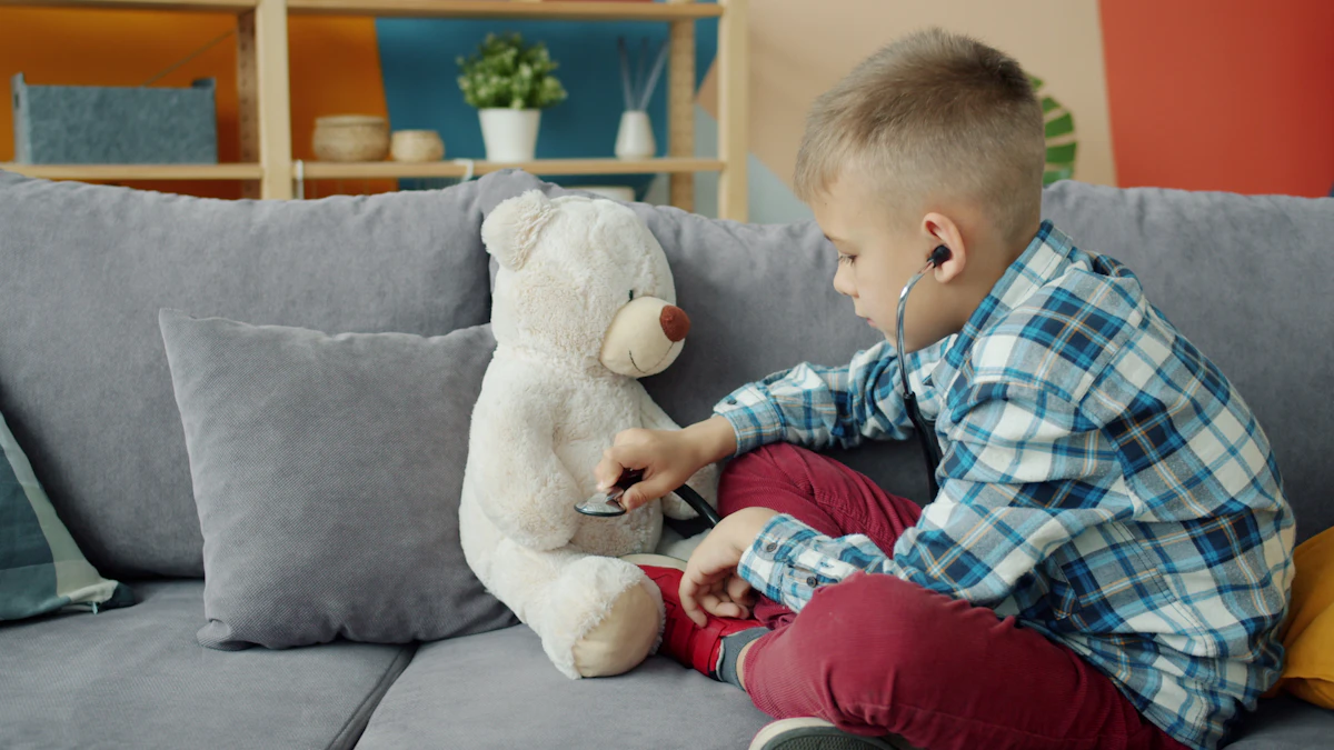Nurse supporting a child at home