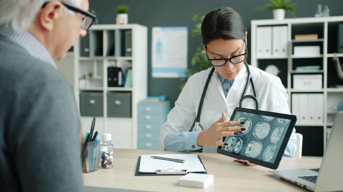 Doctor reviewing diagnostic scans with a patient