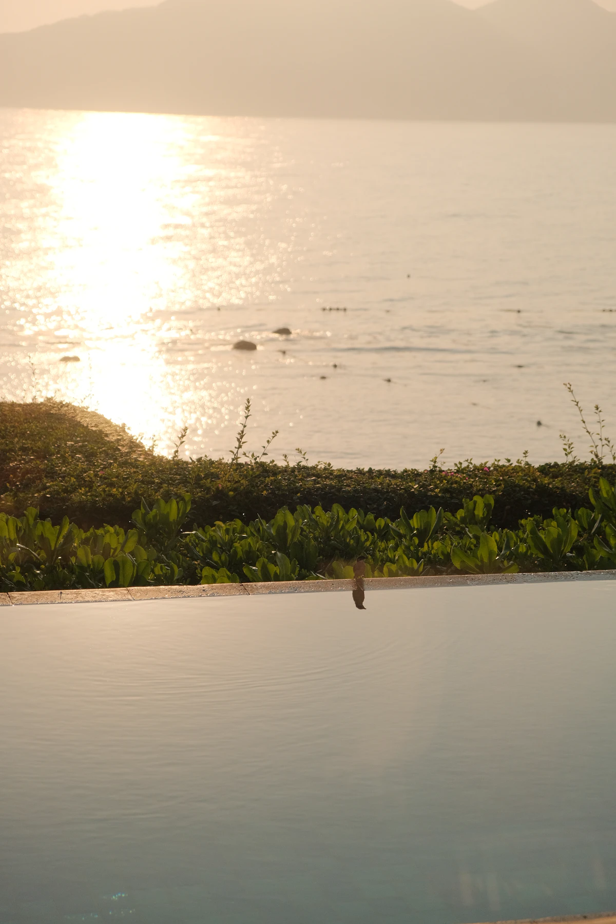 Luxury tropical resort at sunset