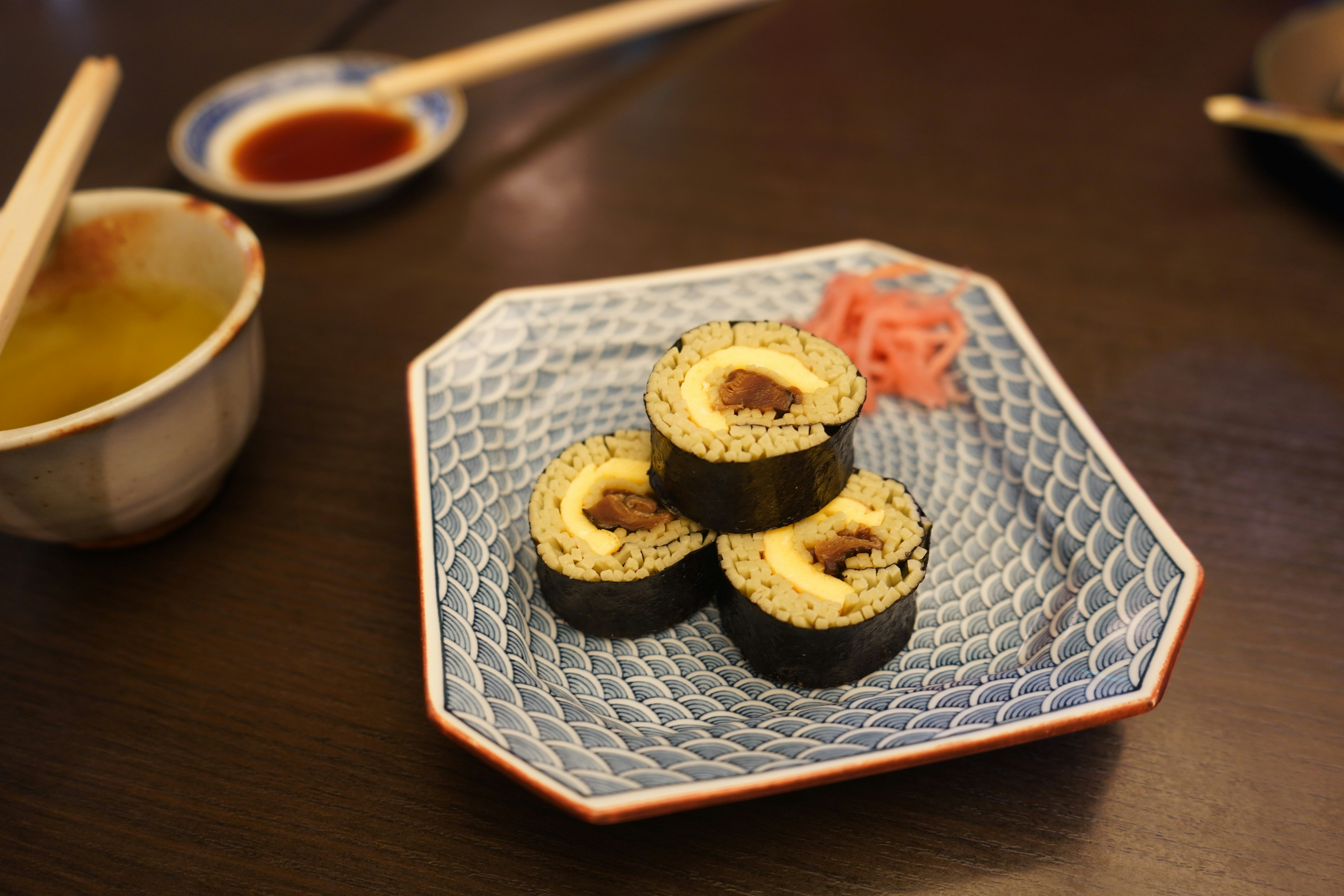 Gluten-free sushi rolls with tamari soy sauce