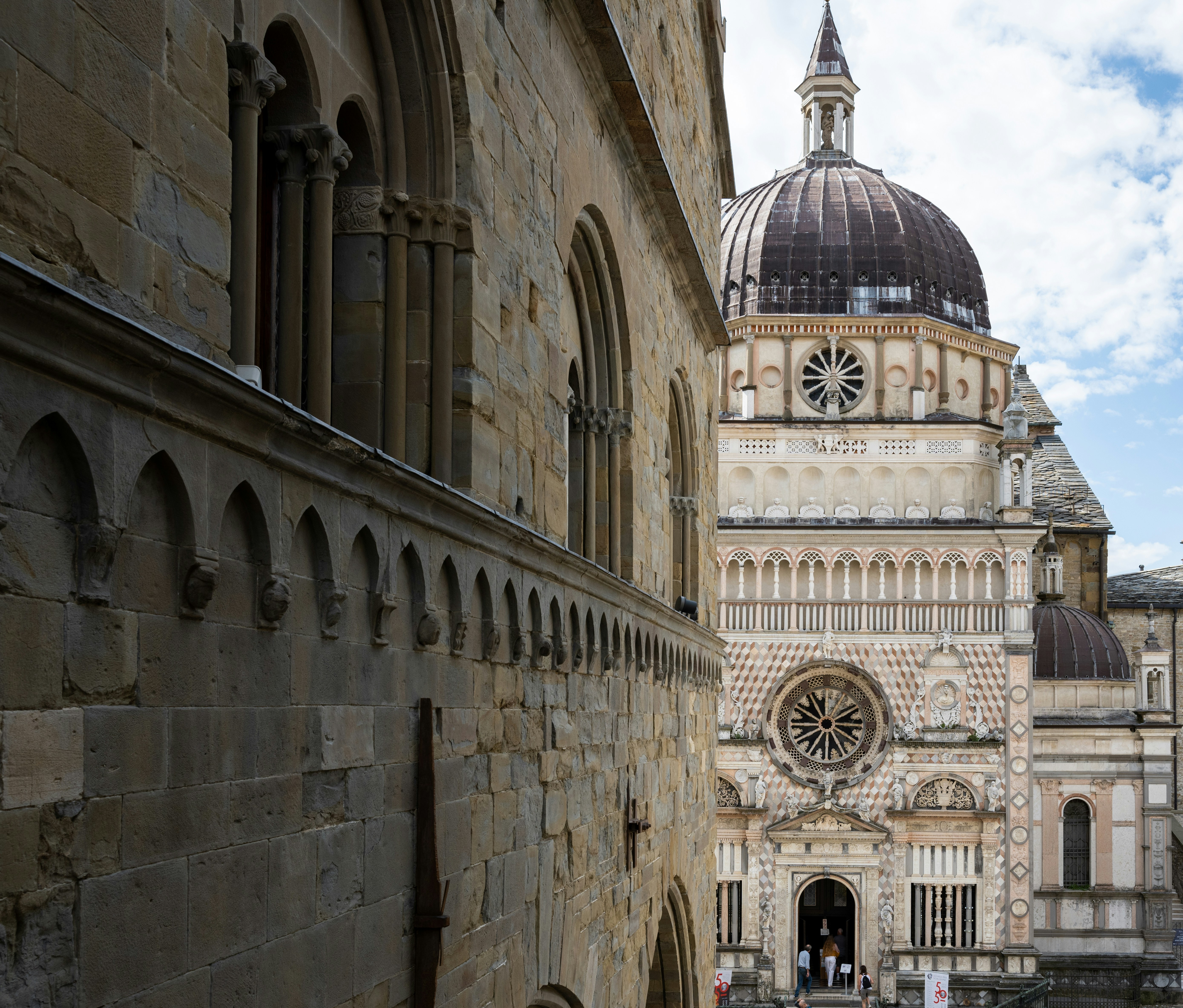 Stone architecture with a large dome building.