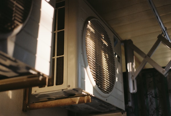 Outdoor condenser unit — sunny day