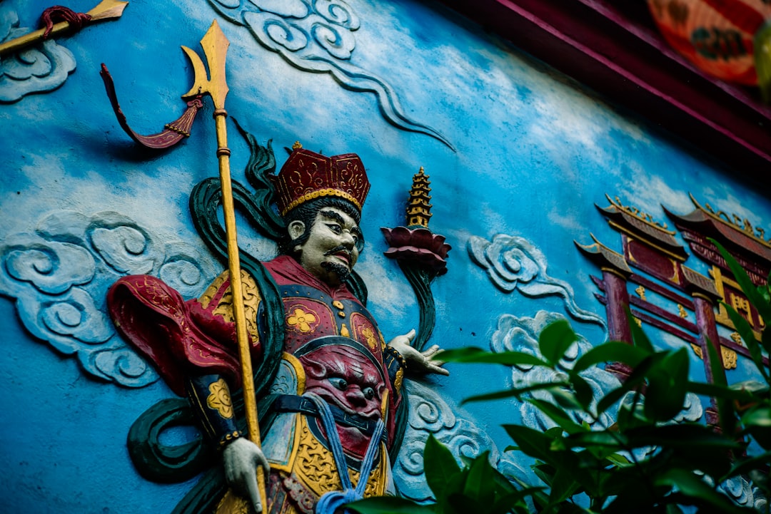 Chinese Buddhist painted clay sculptures in a temple hall