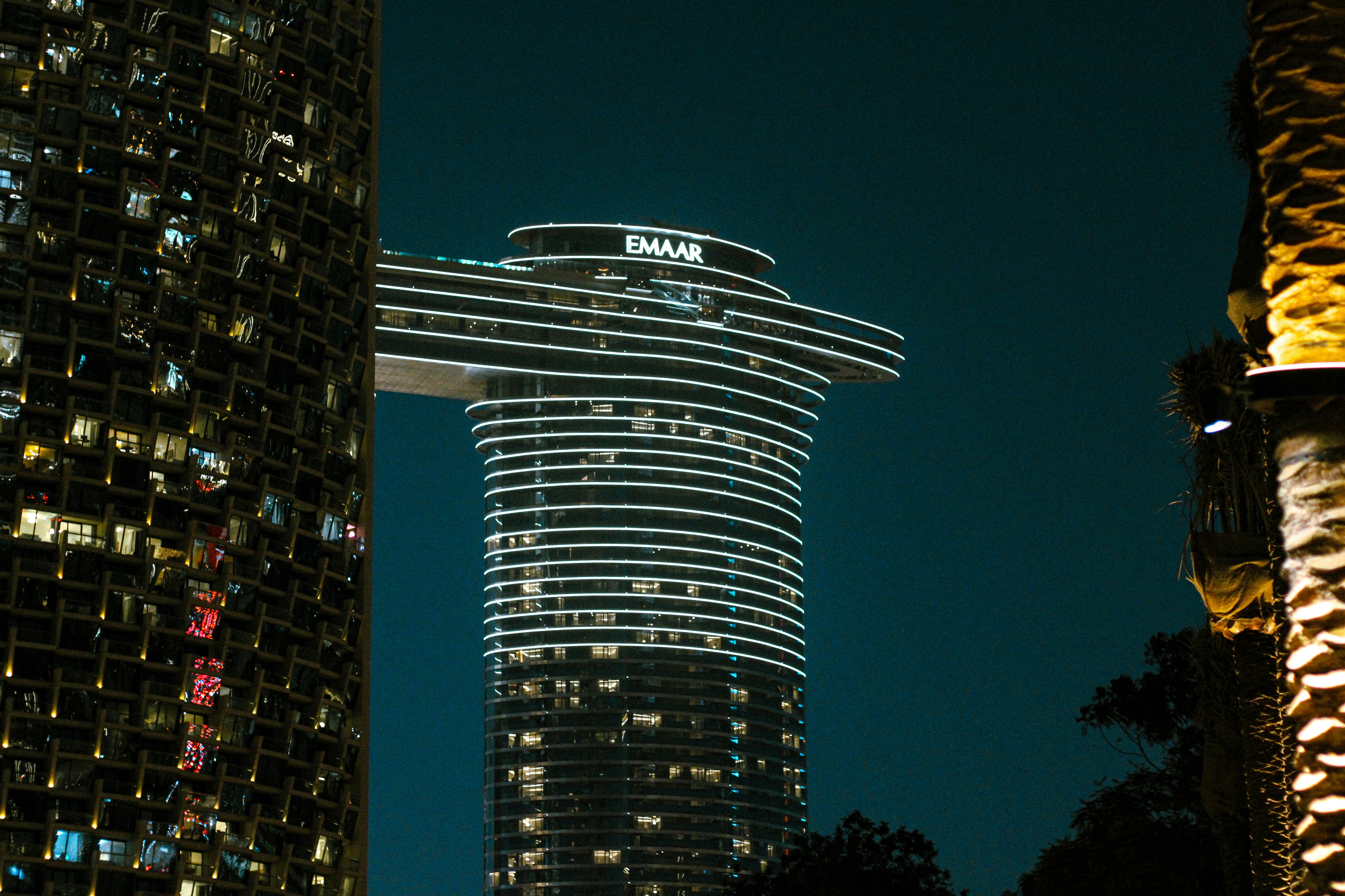 Luxury high-rise at night