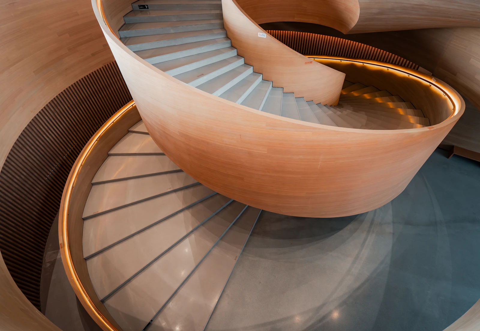 Modern art museum interior and sweeping staircase