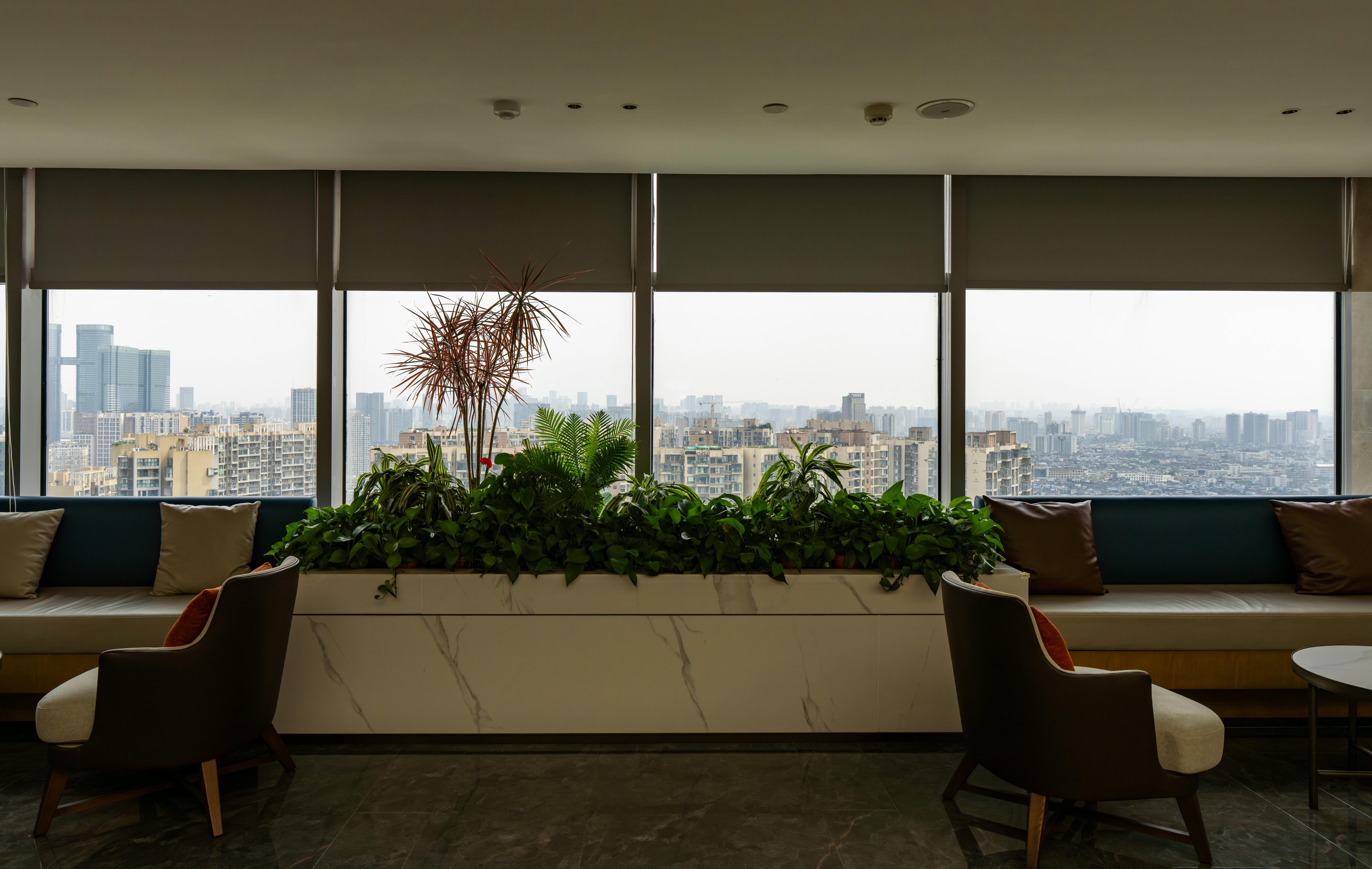 Modern apartment interior with city view - apartments near Campus Martius