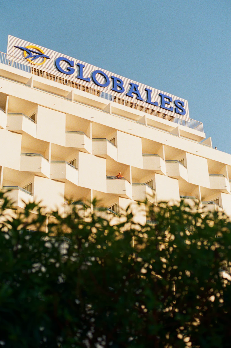 Hotel building exterior in the evening