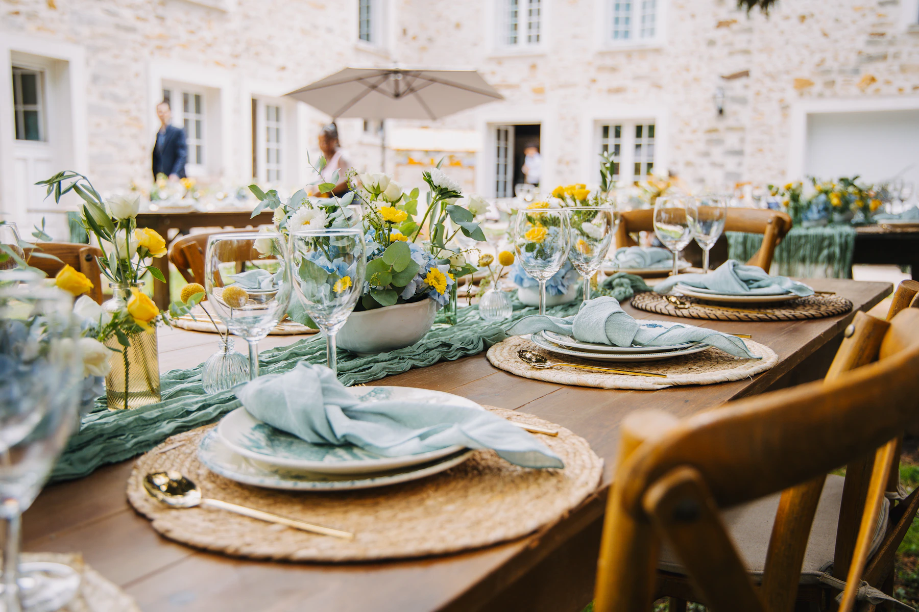 Wedding reception tables and venue details