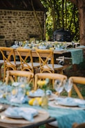 Outdoor dining table set for a rustic celebration