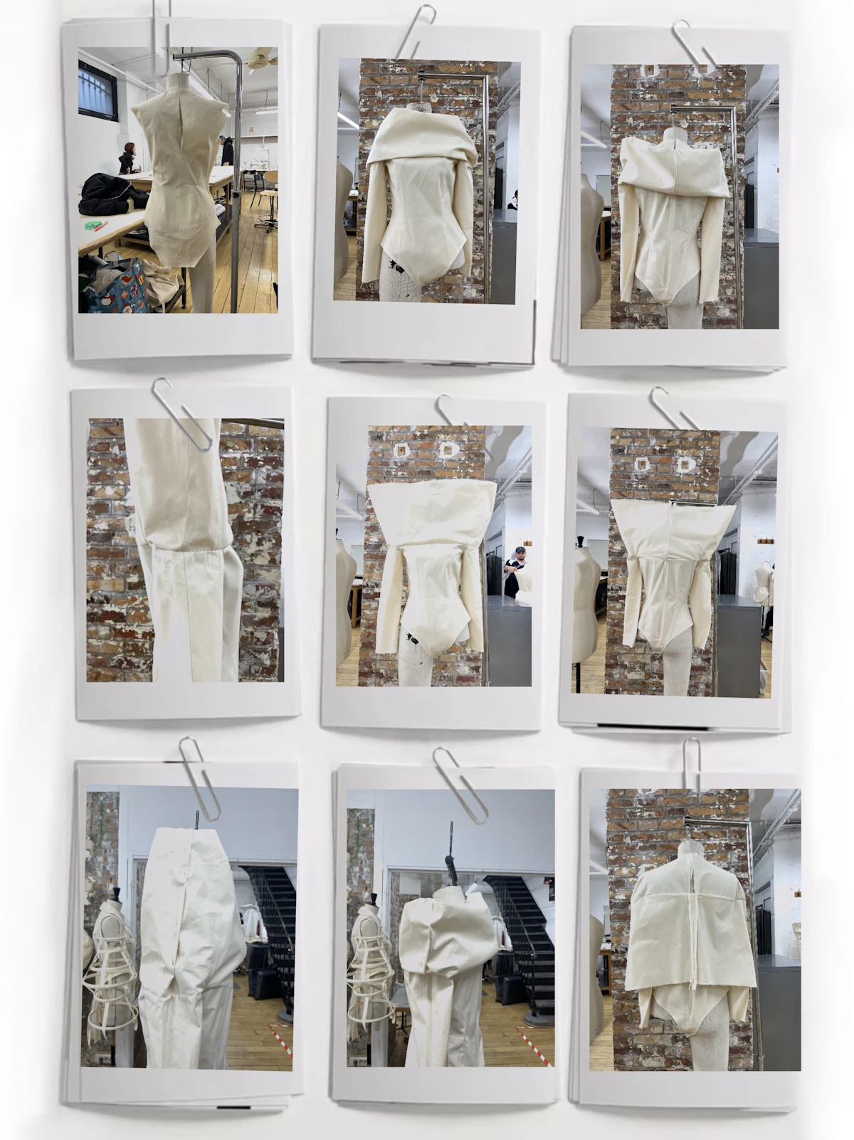 Garments displayed in a studio