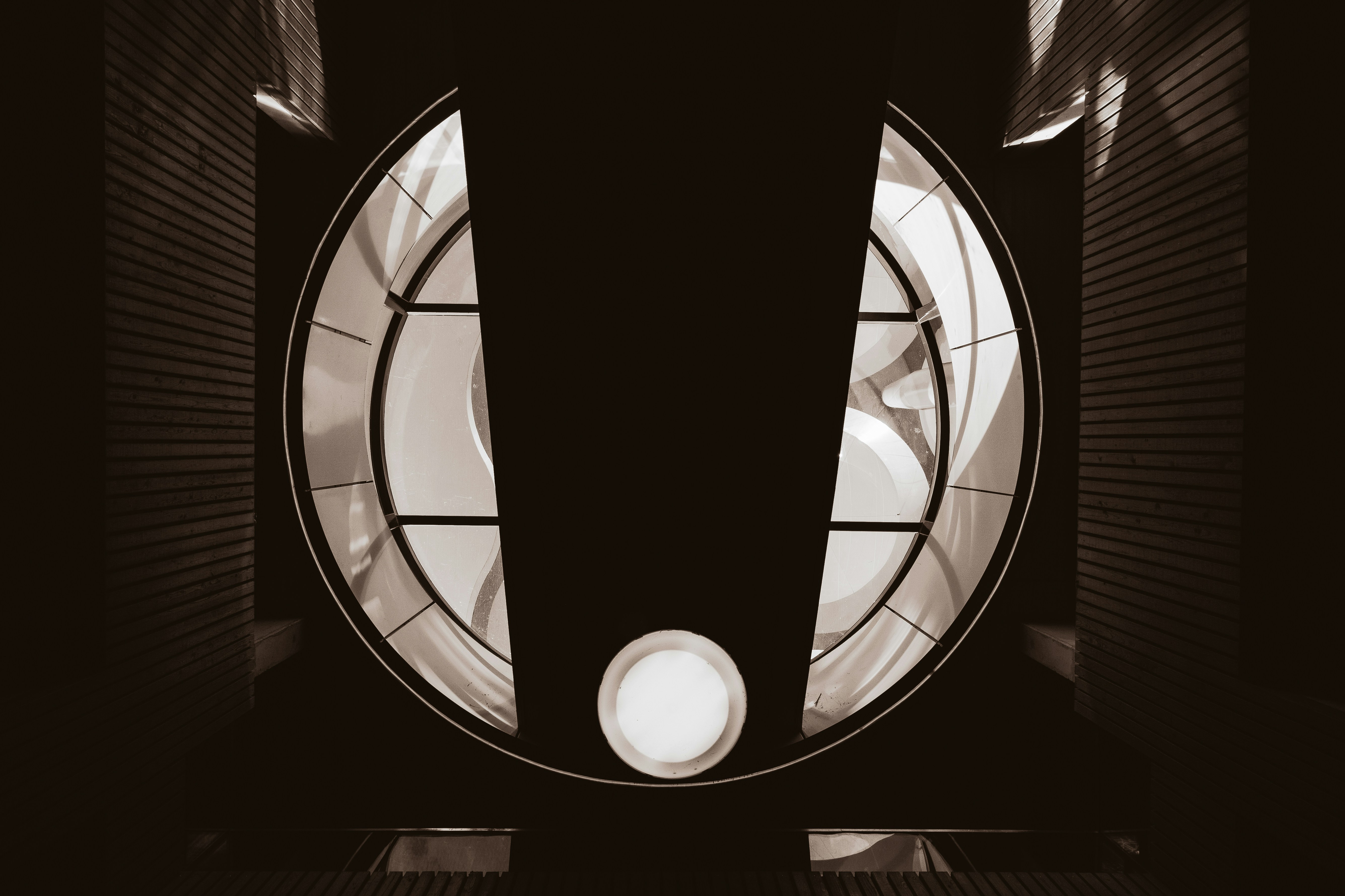 Modern architectural detail with circular window design