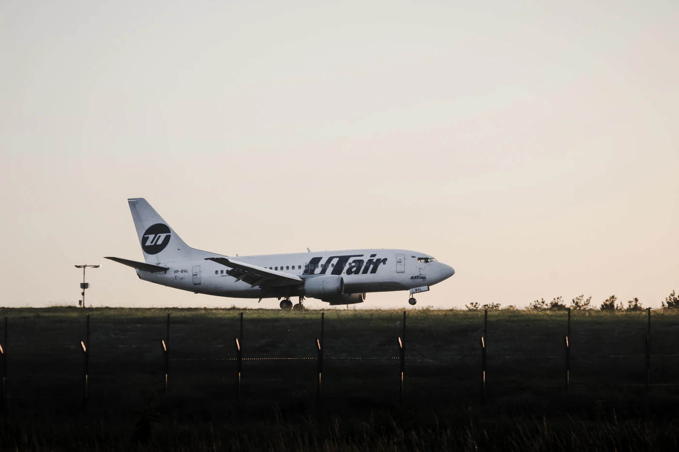 Aircraft on the runway at golden hour