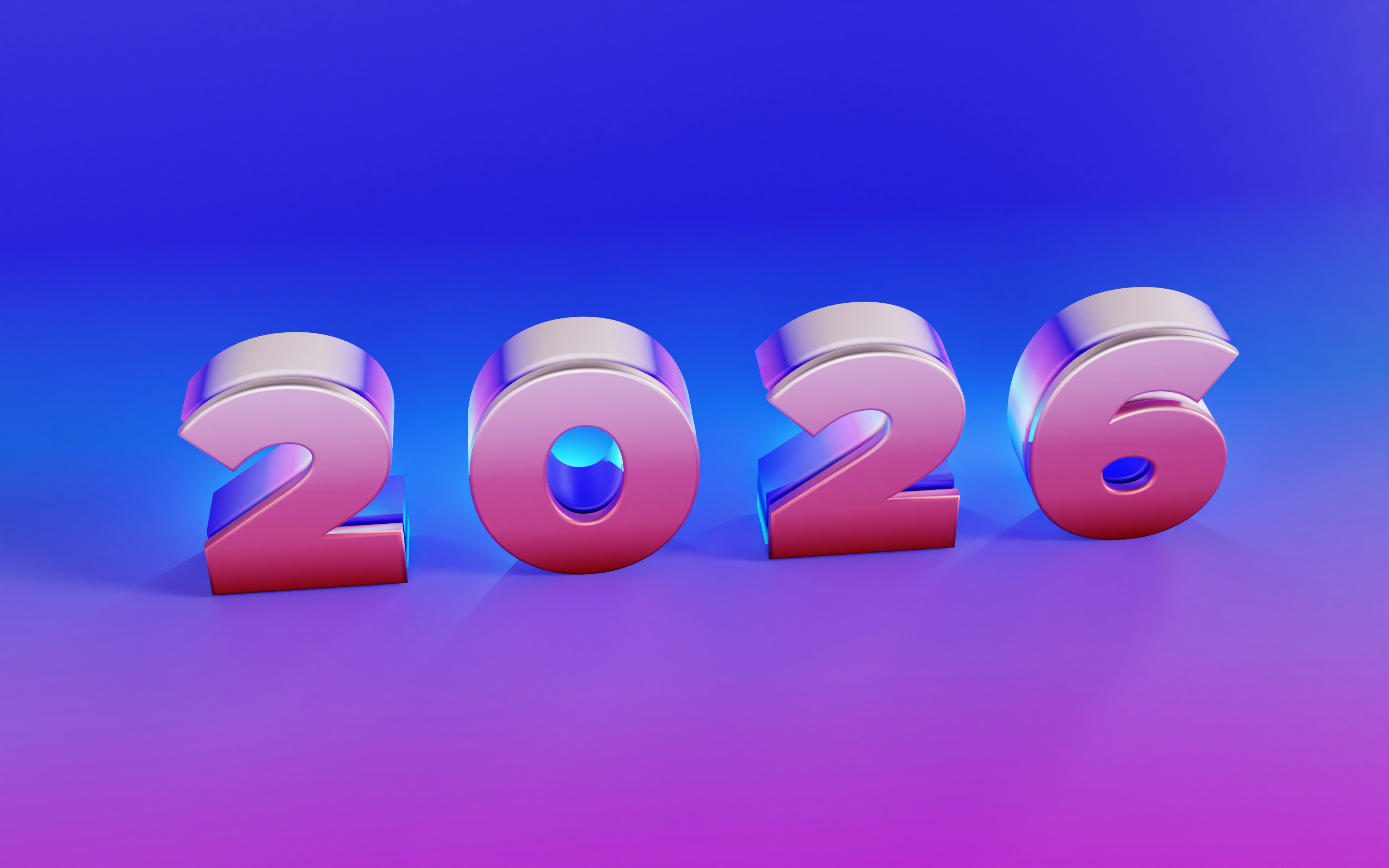 Metallic 2026 numbers on a vibrant gradient background