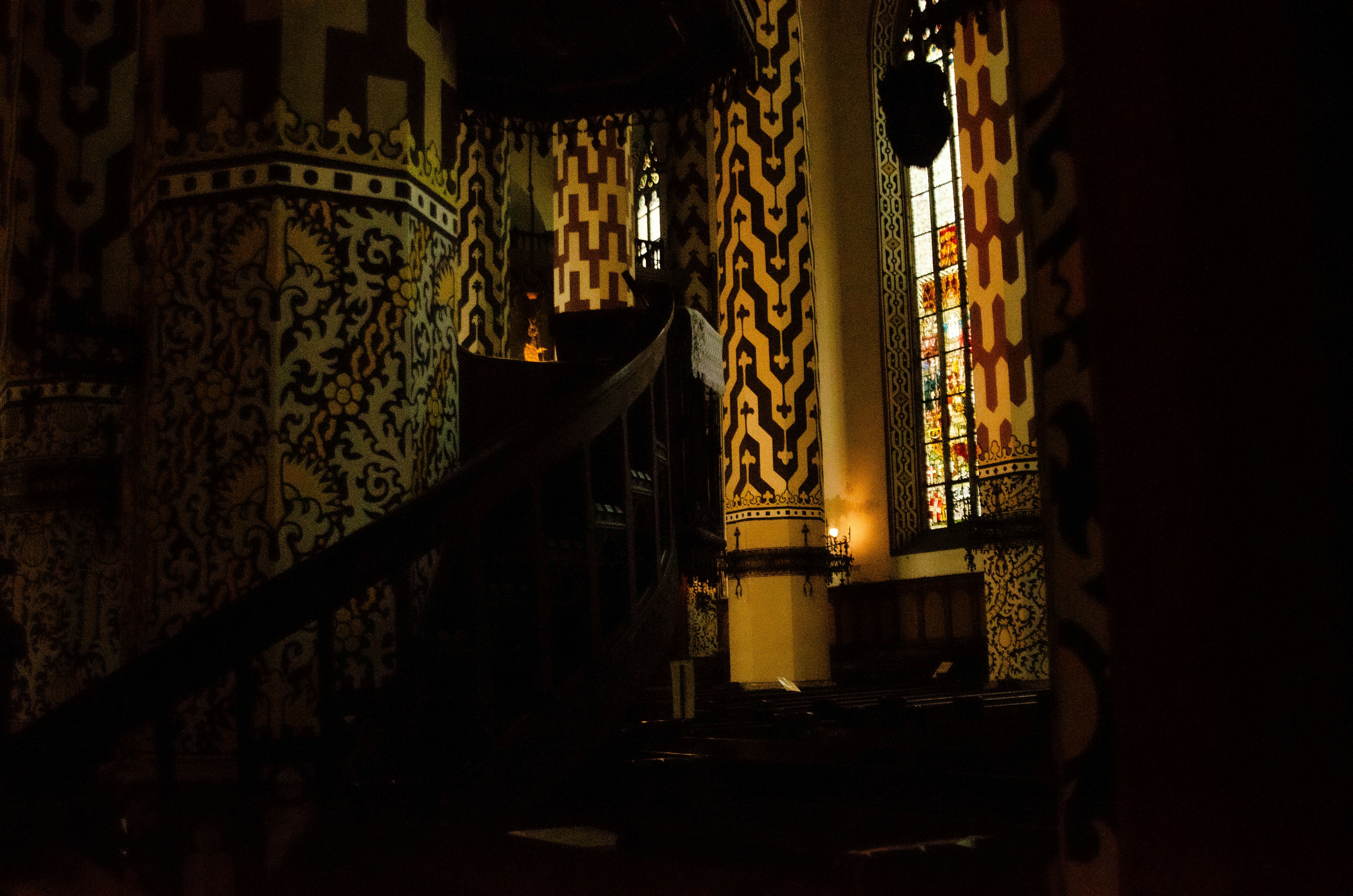 Ornate pillars and patterned walls