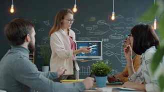 Woman presenting a business strategy to colleagues