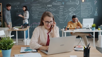 Business professionals working in a modern office environment.