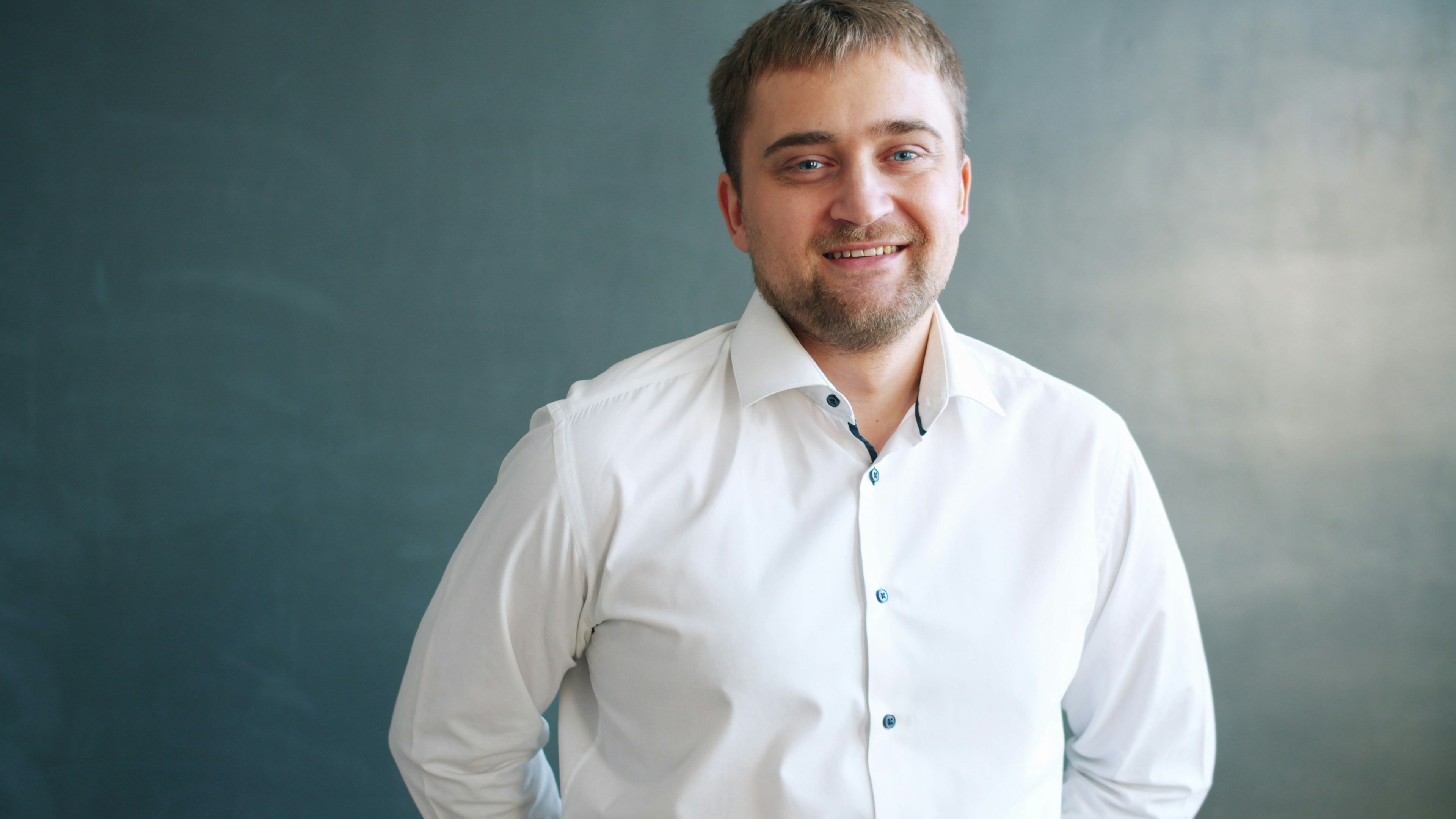 Confident man with restored hair