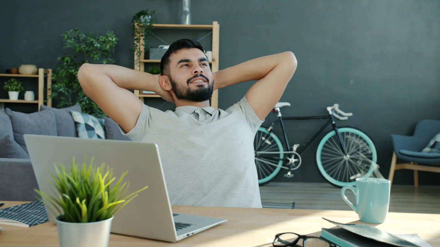 A relaxed business owner, the month already closed