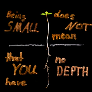 Seedling with roots and text about depth.